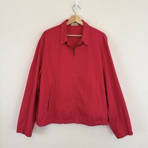 VTG 80's 90's L.L Bean Men's Red Jacket Size L Full Zip Collared Pockets Cotton